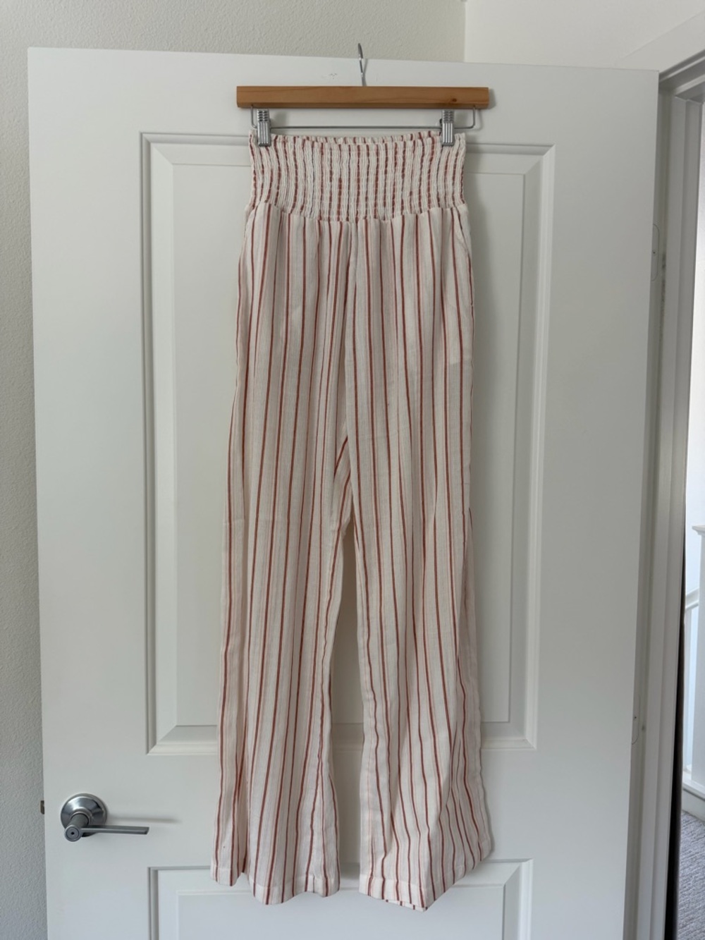 Billabong Cream Pants with Rust Stripes